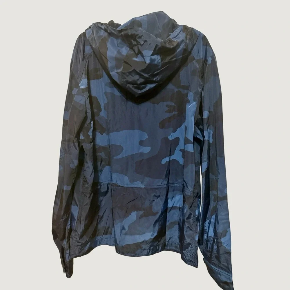COACH Men's Nylon Trainer Hooded Windbreaker Jacket Blue Camo Outdoor SZ Small - Picture 3 of 14